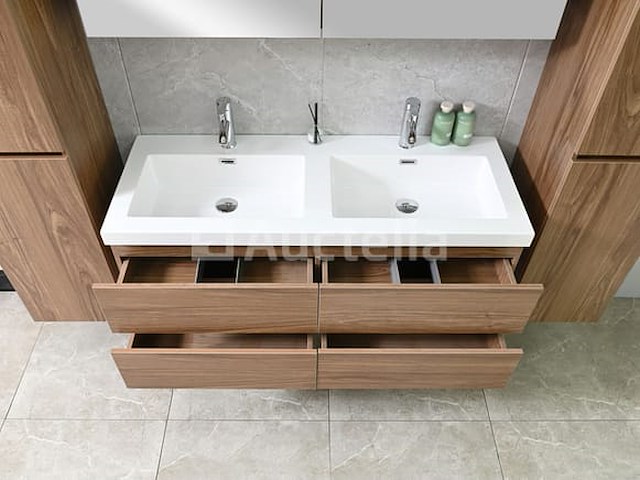 2-persoons badkamermeubel 120 cm natural hout decor - incl. kranen - afbeelding 5 van  12