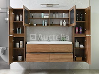 2-persoons badkamermeubel 120 cm natural hout decor - incl. kranen - afbeelding 6 van  12