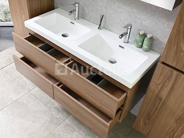 2-persoons badkamermeubel 120 cm natural hout decor - incl. kranen - afbeelding 12 van  12