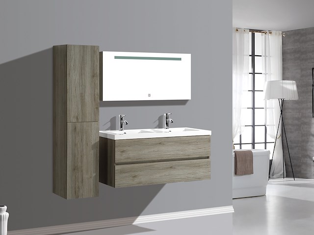 2-persoons badkamermeubel 120 cm natural hout decor - incl. kranen - afbeelding 33 van  56