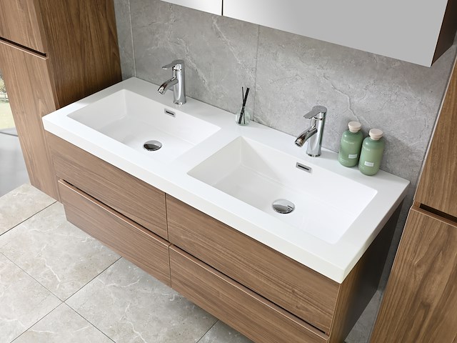 2-persoons badkamermeubel 120 cm natural hout decor - incl. kranen - afbeelding 40 van  56