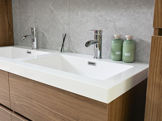 2-persoons badkamermeubel 120 cm natural hout decor - incl. kranen - afbeelding 48 van  56