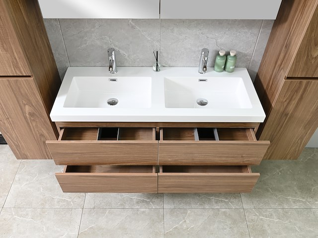 2-persoons badkamermeubel 120 cm natural hout decor - incl. kranen - afbeelding 50 van  56