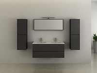 2-persoons badkamermeubel 120cm zwart - hout decor - incl. kranen - afbeelding 2 van  9