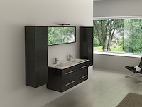 2-persoons badkamermeubel 120cm zwart - hout decor - incl. kranen - afbeelding 7 van  9