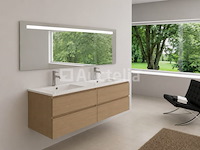 2-persoons badkamermeubel 140 cm licht hout decor - incl. kranen