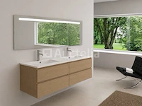 2-persoons badkamermeubel 140 cm licht hout decor - incl. kranen