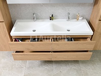 2-persoons badkamermeubel 145 cm licht hout decor - incl. kranen - afbeelding 2 van  12