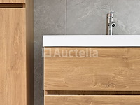 2-persoons badkamermeubel 145 cm licht hout decor - incl. kranen - afbeelding 3 van  12