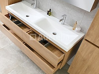 2-persoons badkamermeubel 145 cm licht hout decor - incl. kranen