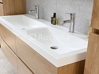 2-persoons badkamermeubel 145 cm licht hout decor - incl. kranen - afbeelding 9 van  12