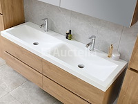2-persoons badkamermeubel 145 cm licht hout decor - incl. kranen - afbeelding 12 van  12