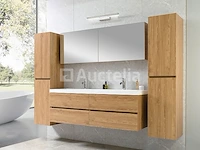 2-persoons badkamermeubel 145 cm licht hout decor - incl. kranen