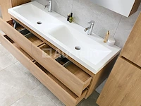 2-persoons badkamermeubel 145 cm licht hout decor - incl. kranen - afbeelding 7 van  12