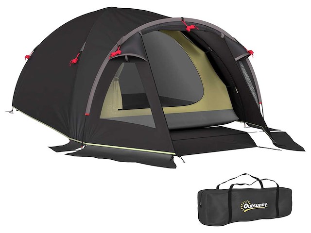 2-persoons kampeertent, lichtgewicht, uv-bescherming 50+, tunneltent met luifel - afbeelding 2 van  4