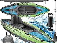 2-persoons opblaasbare kajak met 2 dubbele peddels en accessoires - afbeelding 1 van  10
