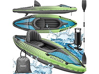 2-persoons opblaasbare kajak met 2 dubbele peddels en accessoires - afbeelding 2 van  10