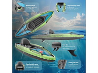 2-persoons opblaasbare kajak met 2 dubbele peddels en accessoires - afbeelding 4 van  10