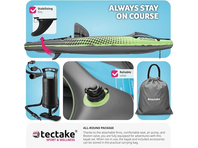 2-persoons opblaasbare kajak met 2 dubbele peddels en accessoires - afbeelding 8 van  10