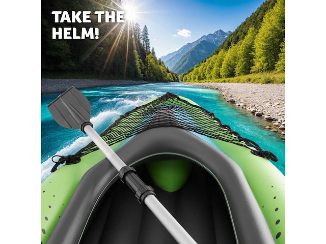 2-persoons opblaasbare kajak met 2 dubbele peddels en accessoires - afbeelding 9 van  10