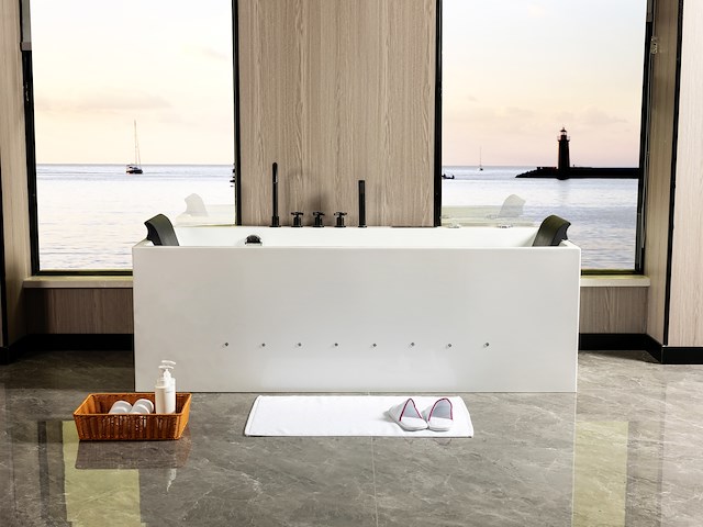 2 persoons whirlpool massagebad - half vrijstaand 180x75cm - afbeelding 2 van  8