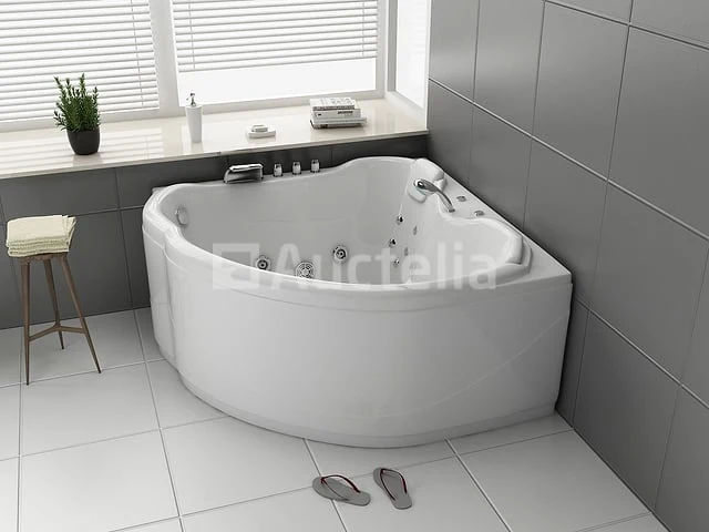 2 persoons whirlpool massagebad - wit - hoekbad - 138x138x68cm - afbeelding 2 van  3