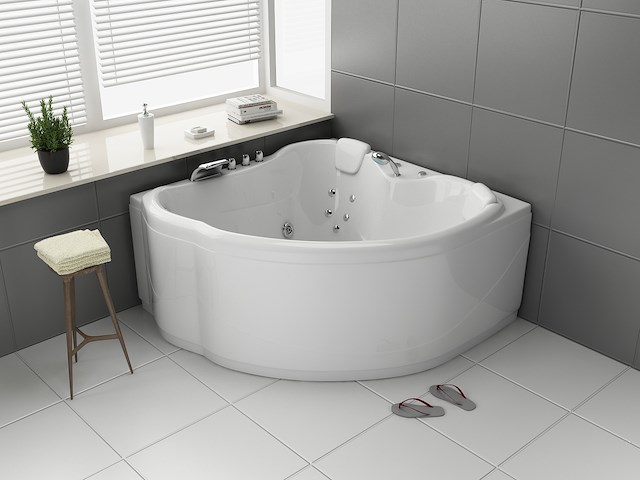 2 persoons whirlpool massagebad - wit - hoekbad - 138x138x68cm - afbeelding 2 van  3