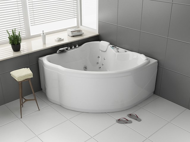 2 persoons whirlpool massagebad - wit - hoekbad - 138x138x68cm - afbeelding 2 van  3