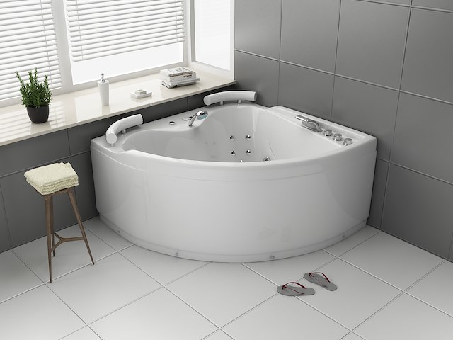 2 persoons whirlpool massagebad - wit - hoekbad - 140x140x60 cm - afbeelding 1 van  3