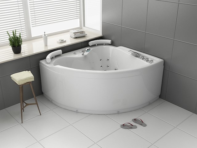 2 persoons whirlpool massagebad - wit - hoekbad - 140x140x60 cm - afbeelding 2 van  3