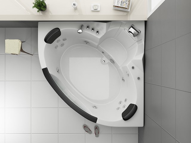 2 persoons whirlpool massagebad - wit - hoekbad - 152x152x62cm - afbeelding 2 van  9