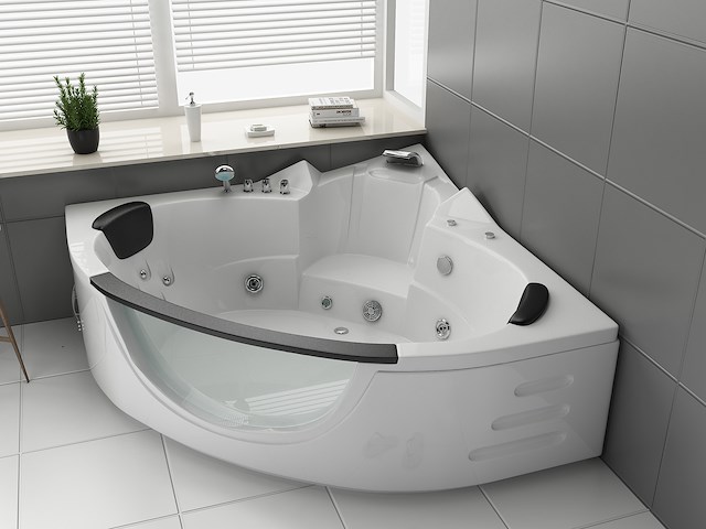 2 persoons whirlpool massagebad - wit - hoekbad - 152x152x62cm - afbeelding 1 van  9