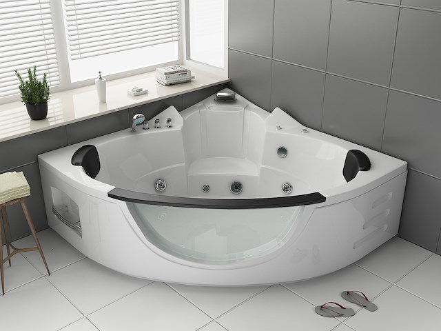 2 persoons whirlpool massagebad - wit - hoekbad - 152x152x62cm - afbeelding 2 van  9