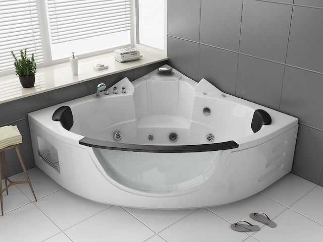 2 persoons whirlpool massagebad - wit - hoekbad - 152x152x62cm - afbeelding 2 van  9