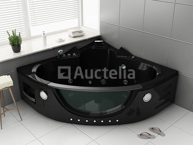 2 persoons whirlpool massagebad - zwart - hoekbad - 152x152x62cm - afbeelding 2 van  3