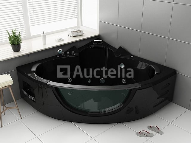 2 persoons whirlpool massagebad - zwart - hoekbad - 152x152x62cm - afbeelding 2 van  3