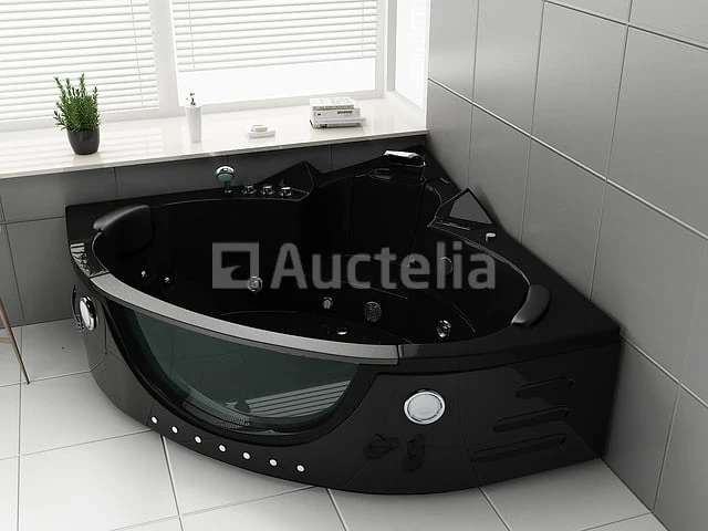 2 persoons whirlpool massagebad - zwart - hoekbad - 152x152x62cm - afbeelding 2 van  3