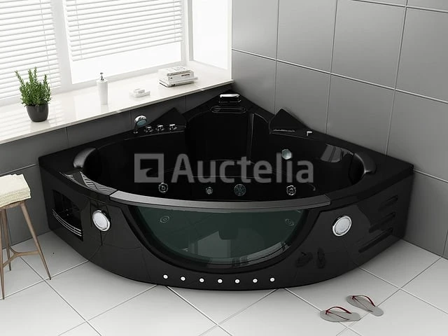 2 persoons whirlpool massagebad - zwart - hoekbad - 152x152x62cm - afbeelding 3 van  3