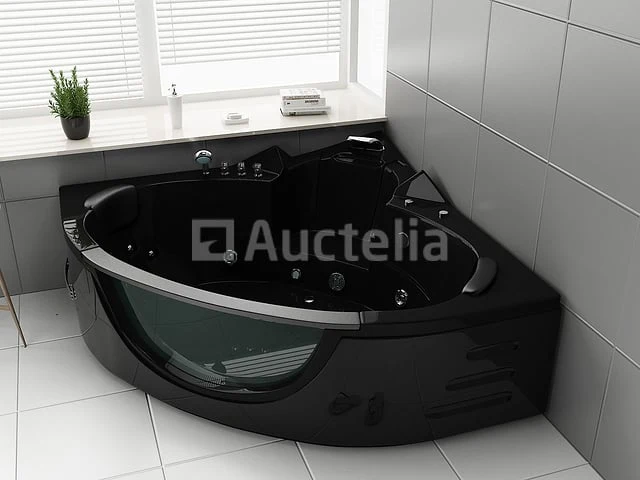 2 persoons whirlpool massagebad - zwart - hoekbad - 152x152x62cm - afbeelding 1 van  3