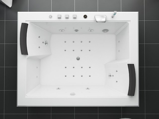 2 persoons whirlpool massagebad wit - half vrijstaand 180x145cm - afbeelding 2 van  5