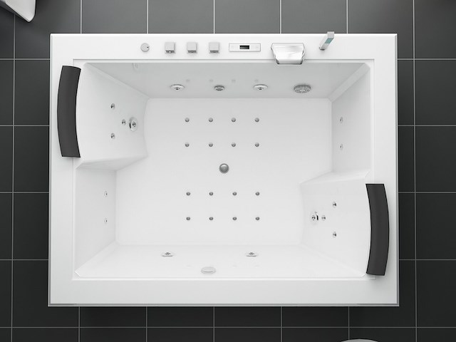 2 persoons whirlpool massagebad wit - half vrijstaand 180x145cm - afbeelding 4 van  5