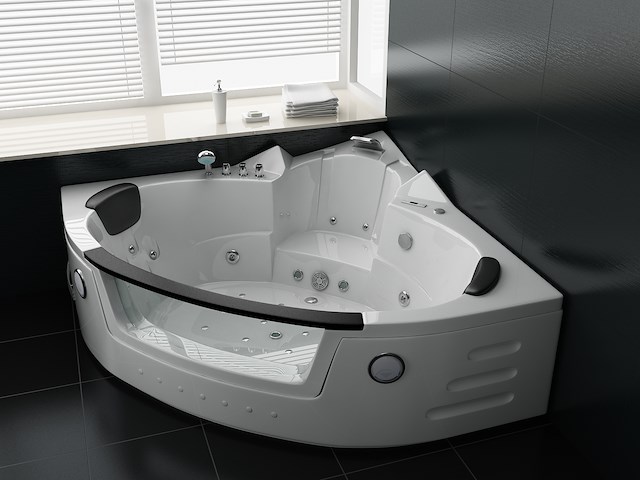 2 persoons whirlpool massagebad wit - hoekbad 172.5x172.5cm - afbeelding 10 van  12