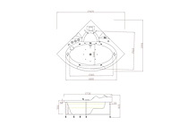 2 persoons whirlpool massagebad wit - hoekbad 172.5x172.5cm - afbeelding 8 van  12