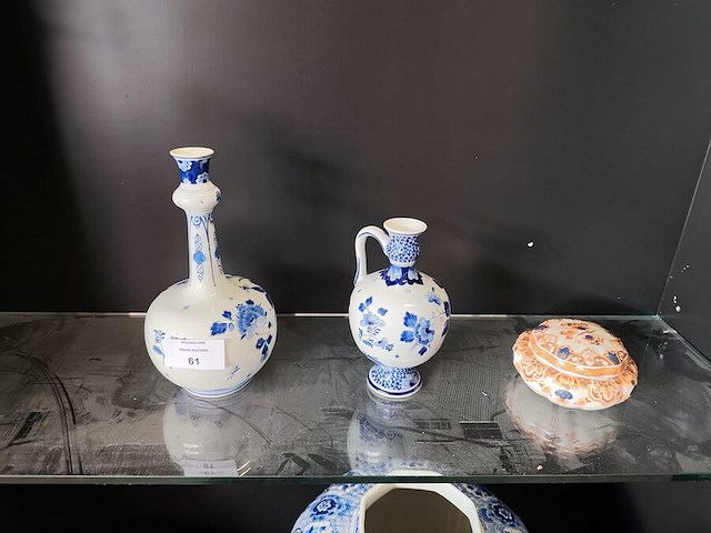 2 porseleinen vazen delft, porseleinen bonbonniere delft - afbeelding 1 van  9