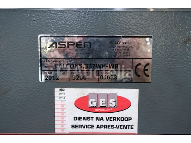 2-post garage brug 3.2t aspen autotech falcon5.337wk-wr - afbeelding 2 van  8