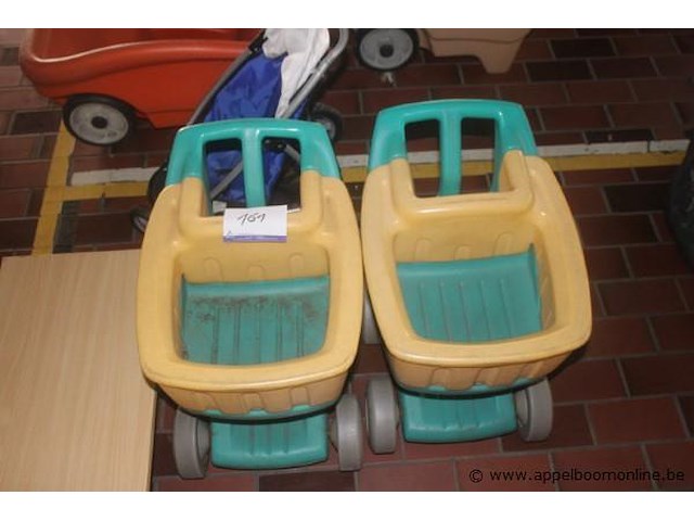 2 pvc speelgoed winkelwagentjes - afbeelding 1 van  1