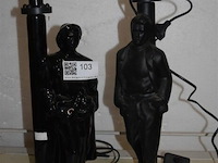 2 retro lampen ,man aan lichtpaal - afbeelding 1 van  4