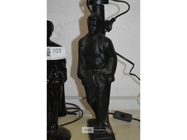 2 retro lampen ,man aan lichtpaal - afbeelding 2 van  4