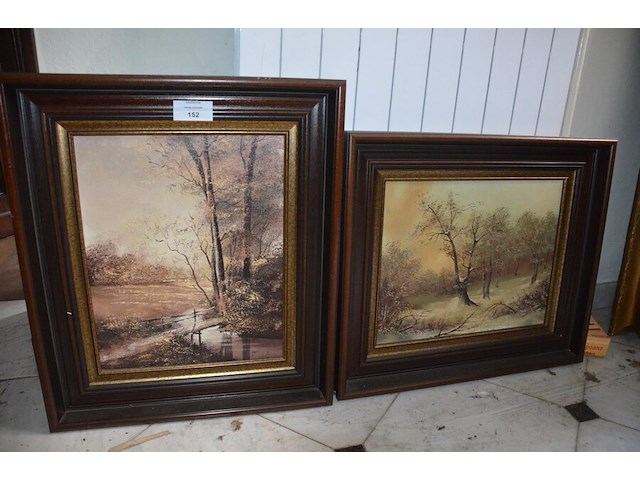 2 schilderijen in bruin houten kader afm.70x60 - afbeelding 1 van  6