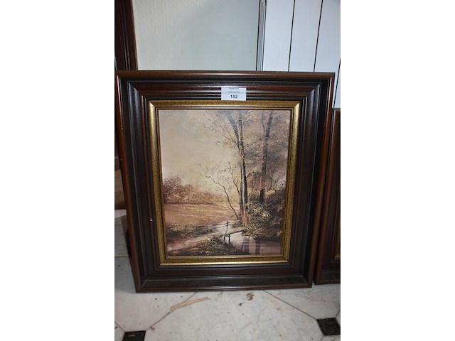 2 schilderijen in bruin houten kader afm.70x60 - afbeelding 2 van  6